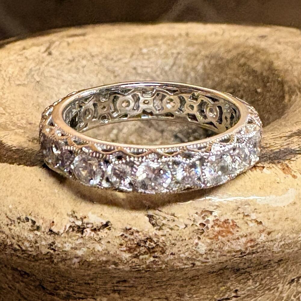 Tacori Ring Size 5 Sterling Silver and Cubic Zirconia Eternity Band